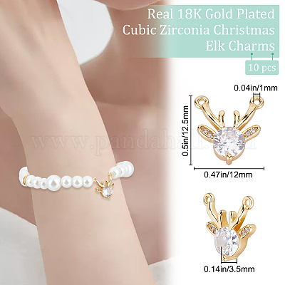 10 шт. Рождественские латунные подвески с микропаве из кубического циркония KK-BBC0005-31-1