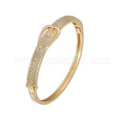 Женские браслеты на шарнирах из латуни с микропаве и прозрачным фианитом FS-WG52500-02-1