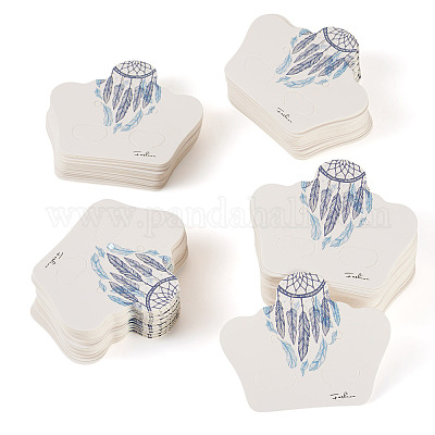 100 шт. Карточки для демонстрации ювелирных изделий из бумаги с перьями CDIS-TA0001-42-1