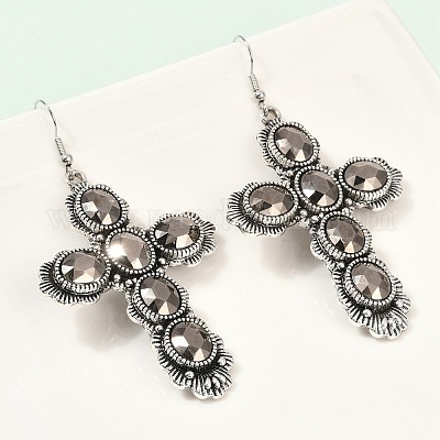 Серьги-подвески из сплава стекла для женщин EJEW-U053-03AS-01-1