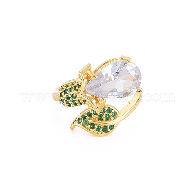 Открытое кольцо-кафф с кристаллами и стразами цветок жизни с кубическим цирконием RJEW-S049-019G-1