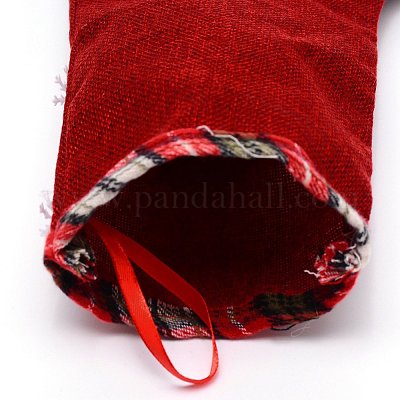 Санта-Клаус ткань висит рождественский чулок HJEW-SZC0004-17-1