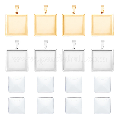 Набор для изготовления пустого квадратного кулона своими руками DIY-UN0005-45-1
