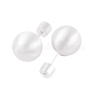 Латунные накладные затычки для ушей с круглым шариком для женщин EJEW-G391-24C-S-1