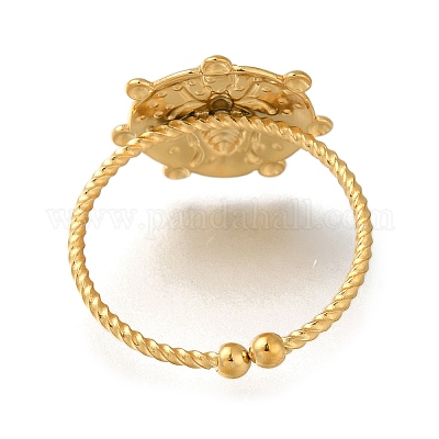 Плоское круглое с насекомым из нержавеющей стали 304 открытое кольцо-манжета для женщин RJEW-F161-02G-06-1