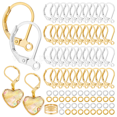 Фурнитура для сережек с застежкой-молнией из латуни с соединительными кольцами и латунными кольцами DIY-PH0023-17-1