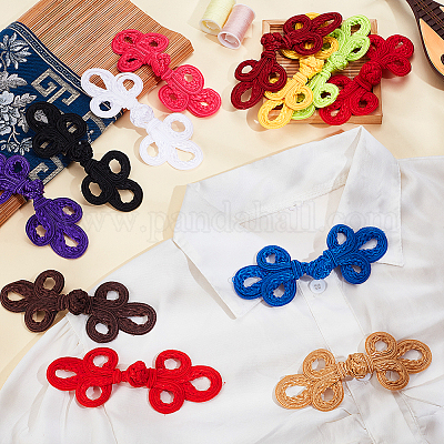 24 пара 12-х цветных китайских пуговиц-узлов ручной работы в виде лягушки DIY-GA0008-66-1