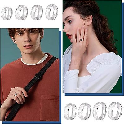 8 шт. 8 размер 201 нержавеющая сталь рифленое кольцо для мужчин и женщин RJEW-DC0001-11-1