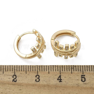 Серьги-кольца из латуни с прозрачным фианитом EJEW-Q014-16G-1