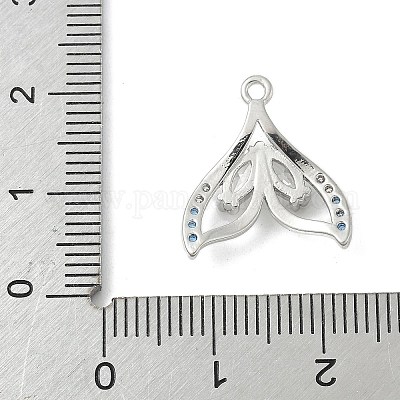 Подвески-коннекторы с изображением морских животных из латуни с паве светло-голубого цвета и прозрачного кубического циркония KK-M326-07C-P-1