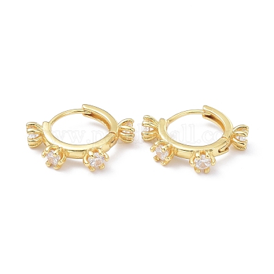 Серьги-кольца с инкрустацией из латуни и фианитами ZIRC-P090-17G-A-1