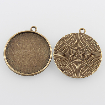 Плоские круглые сеттинги сплава кулон кабошон X-PALLOY-N0088-36AB-NF-1