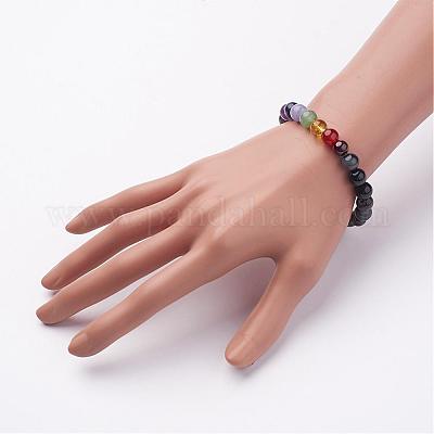 Полосатые агатовые / полосатые агатовые вышитые бисером браслеты BJEW-JB02611-1