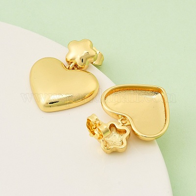Серьги-гвоздики из латуни в форме сердца и звезды EJEW-F389-17G-1