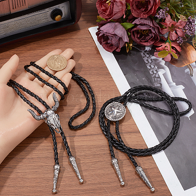 2 шт. 2 стиля регулируемый винтажный галстук-боло из искусственной кожи NJEW-GF0001-10AS-1