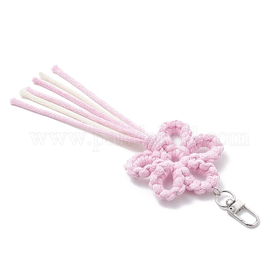 Подвески из хлопковых ниток с цветами HJEW-TA00399-03-1