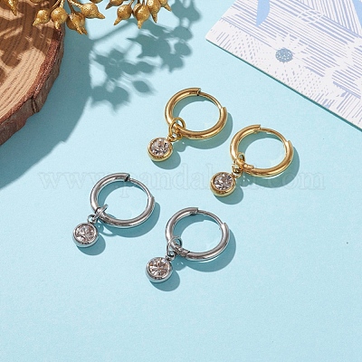 Серьги-кольца Huggie Hoop из нержавеющей стали 304 EJEW-JE04449-1