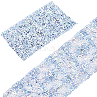 5 ярд полиэстеровых цветочных кружевных лент с пайетками OCOR-GF0005-24E-1