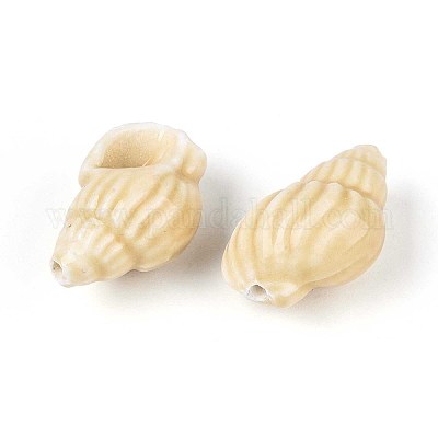 Нитка фарфоровых бусин ручной работы с принтом PORC-T133-01F-1