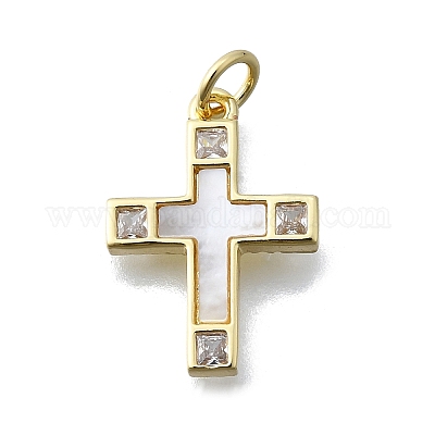 Латунные микропаве прозрачные подвески с фианитом KK-V010-10G-02-1