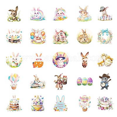 Пасхальный кролик бумажная наклейка STIC-C013-05-1
