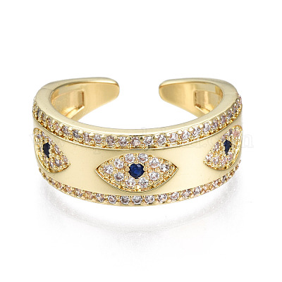 Кольцо-манжета с кубическим цирконием от сглаза для нее RJEW-N035-051-NF-1