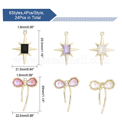 24 шт. 6 стиля подвески из сплава смолы и подвески из сплава стекла FIND-CA0007-40-1