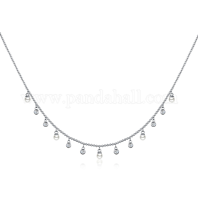 Ожерелье из стерлингового серебра с кубическим цирконием и круглыми подвесками для женщин SY0568-3-1