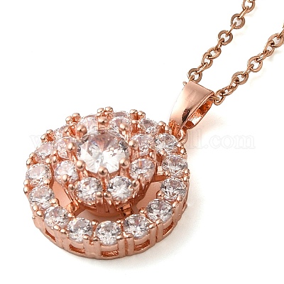 Ожерелья с подвесками в виде цветка из прозрачного стекла и латуни NJEW-M080-07B-1