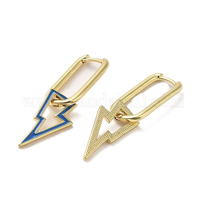 Серьги-кольца из латуни с молнией из настоящего золота 18 карат EJEW-L268-018G-01-1