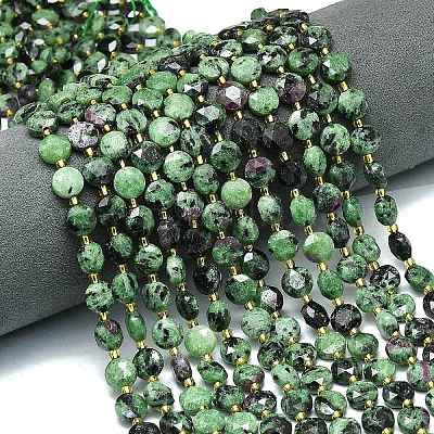 Натуральный рубин в цоизита бусин пряди G-C116-A68-02-1