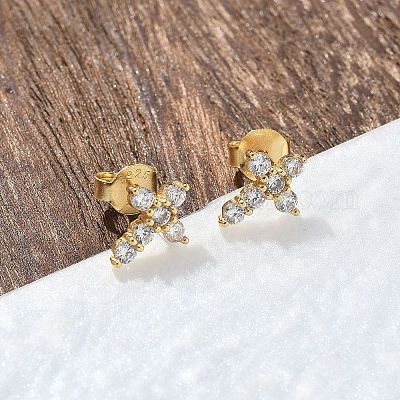 925 серьги-гвоздики из стерлингового серебра с прозрачным кубическим цирконием EJEW-Q032-01B-G-1