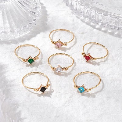 Прозрачные стеклянные кольца для пальцев RJEW-JR00870-1