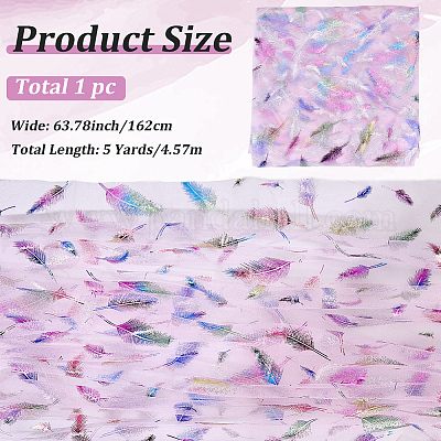 Нейлоновая ткань с рисунком перьев DIY-WH20066-004C-1