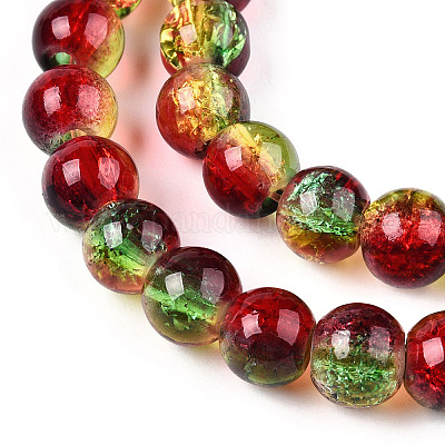 Двухцветные прозрачные стеклянные бусины с кракле CCG-WH0003-6mm-02-1