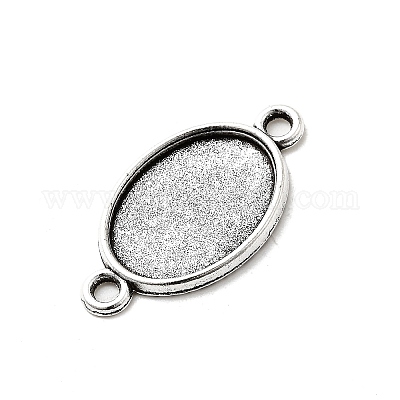 Старинное серебро тибетский стиль сплава параметров соединителя плоский овал кабошон X-TIBE-M022-06AS-1