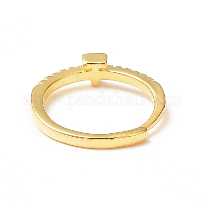 Прозрачное регулируемое кольцо с буквой из прозрачного циркония RJEW-C052-01G-T-1