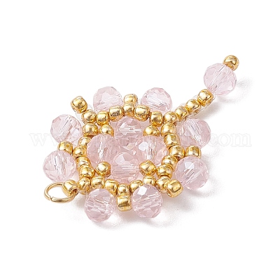 Подвески-цветы из стеклянных бусинок ручной работы PALLOY-MZ00492-05-1