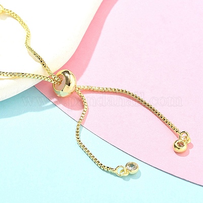 День матери латунные браслеты с микропаве из кубического циркония и серебра для женщин BJEW-S158-01G-B-1