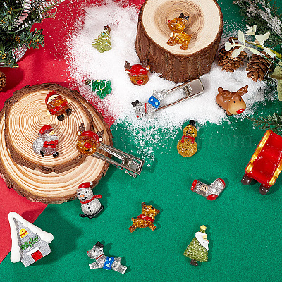 24 шт. 12 стиля рождественской тематики прозрачные смоляные кабошоны FIND-SC0011-31-1