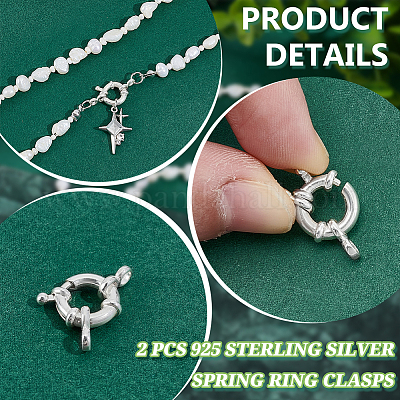 2 шт. 925 пружинные кольцевые застежки из стерлингового серебра STER-NB0001-11-1