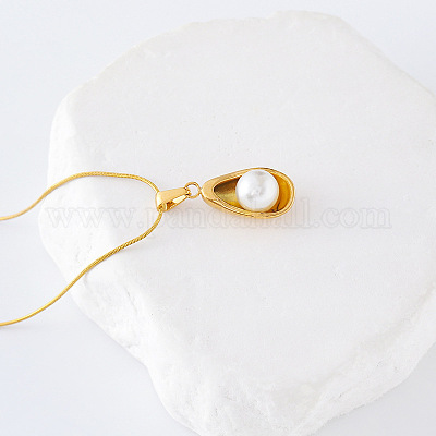 3 шт. французские ожерелья из нержавеющей стали с имитацией жемчуга в виде авокадо для женщин MX4396-1