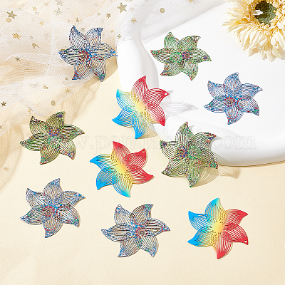 18 шт. 3-х цветные филигранные подвески из нержавеющей стали 430&nbsp;STAS-UN0036-03-1