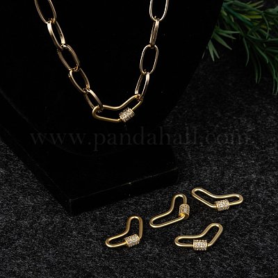 Латунь микропаве кубический цирконий винт карабин подвески с замком ZIRC-G160-60G-1