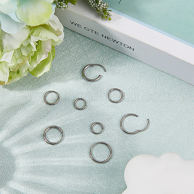 8 шт. 4 стиля гипоаллергенных серег-колец из чистого титана класса имплантов f136 EJEW-BBC0001-86-1