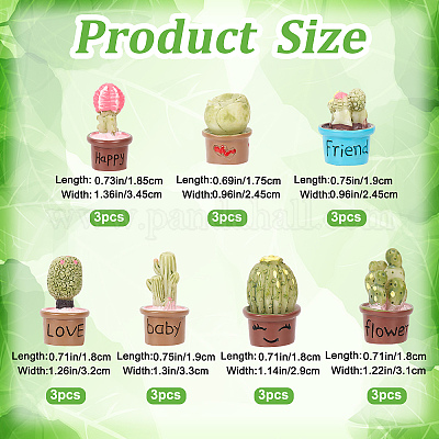 21 шт. 7 стиля смоляных мини-декораций для кактусов-бонсай AJEW-CP0005-41-1