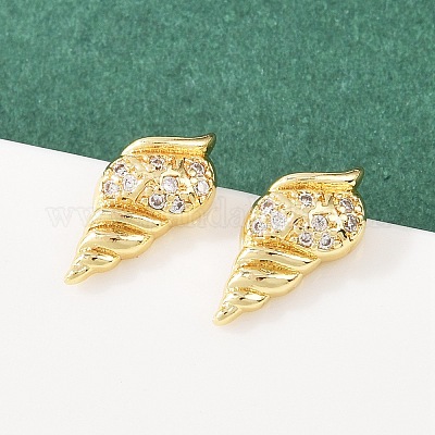 Комплект из латунного кулона и серег-гвоздиков с микропаве из кубических цирконий для женщин SJEW-F227-01C-G-1