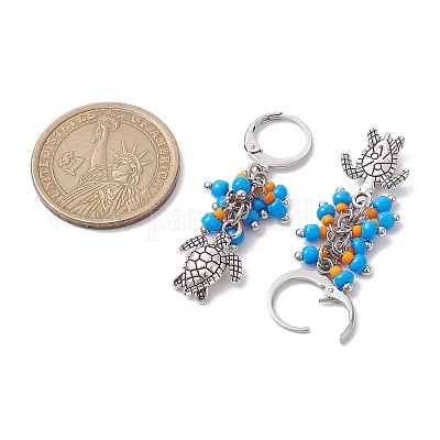 Серьги с подвесками из сплава в тибетском стиле EJEW-MZ00119-05-1