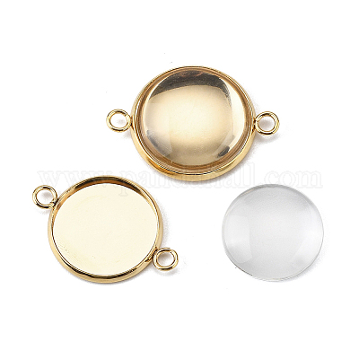 Наборы для изготовления соединителей для кабошонов из нержавеющей стали 201 своими руками DIY-FS0008-30-1