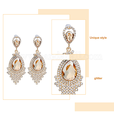 3 пара двухцветных стеклянных сережек-гвоздиков в форме капли EJEW-FI0001-88-1